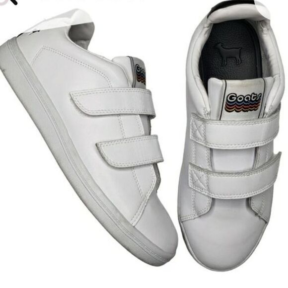 New Goats while leather sneaker with two Vel-cro zips women's comfortable size 8 - Picture 1 of 5